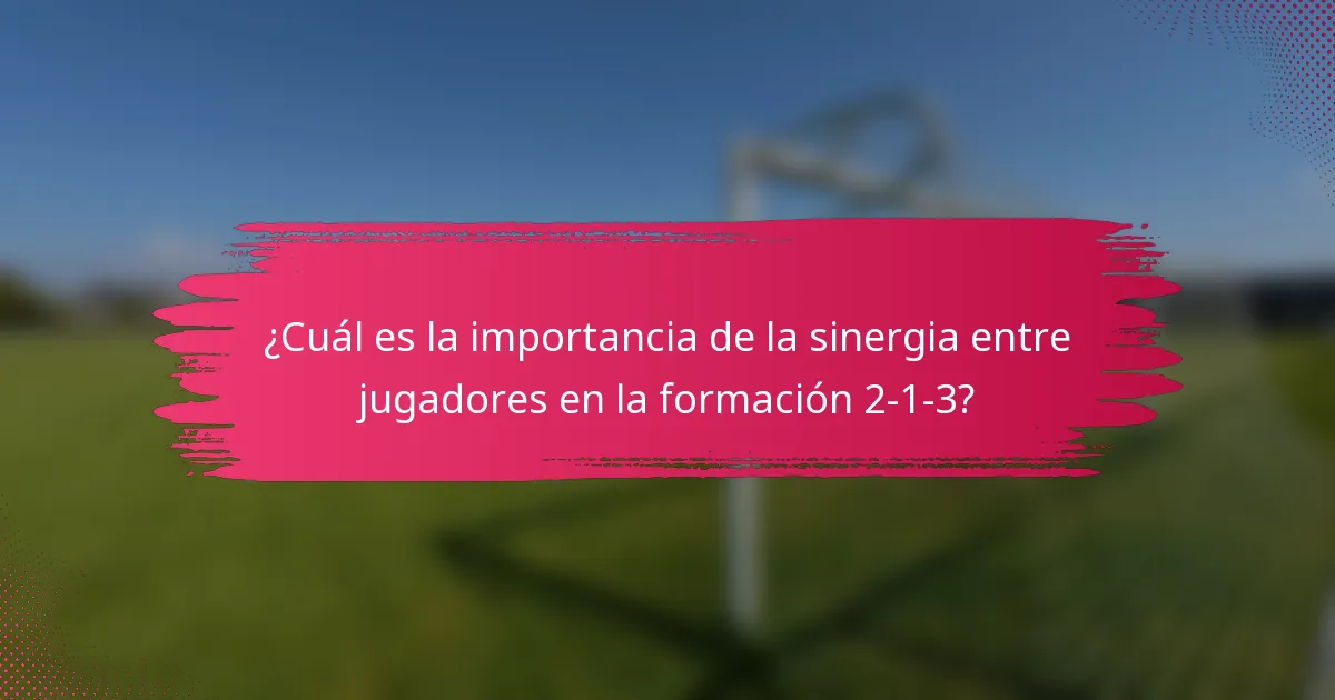 ¿Cuál es la importancia de la sinergia entre jugadores en la formación 2-1-3?