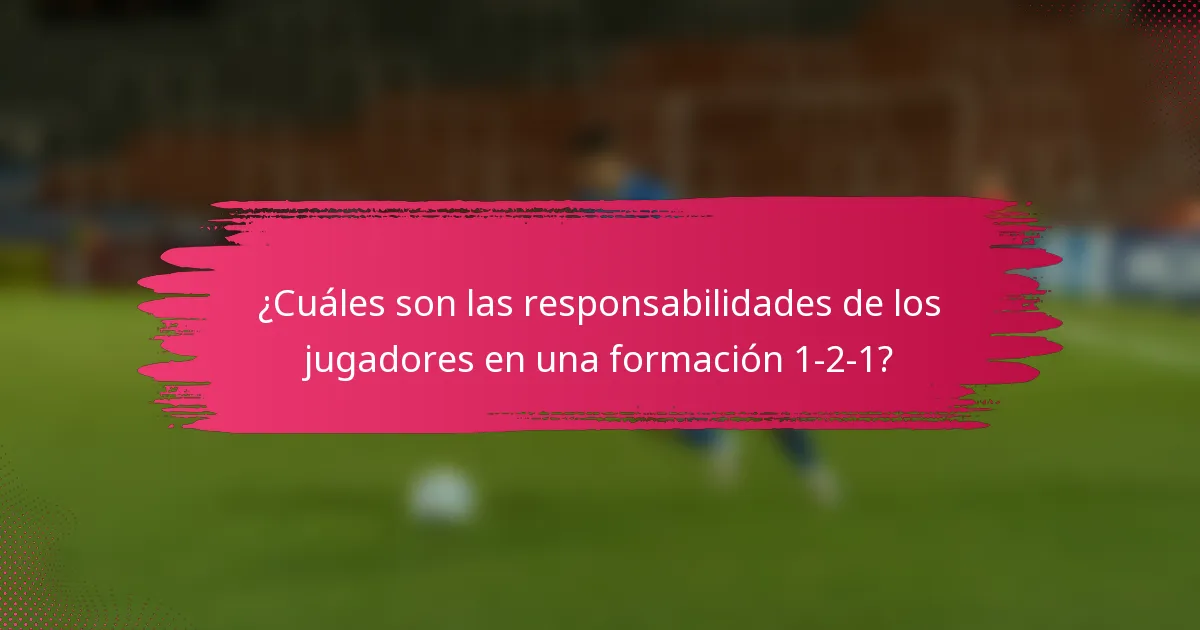 ¿Cuáles son las responsabilidades de los jugadores en una formación 1-2-1?