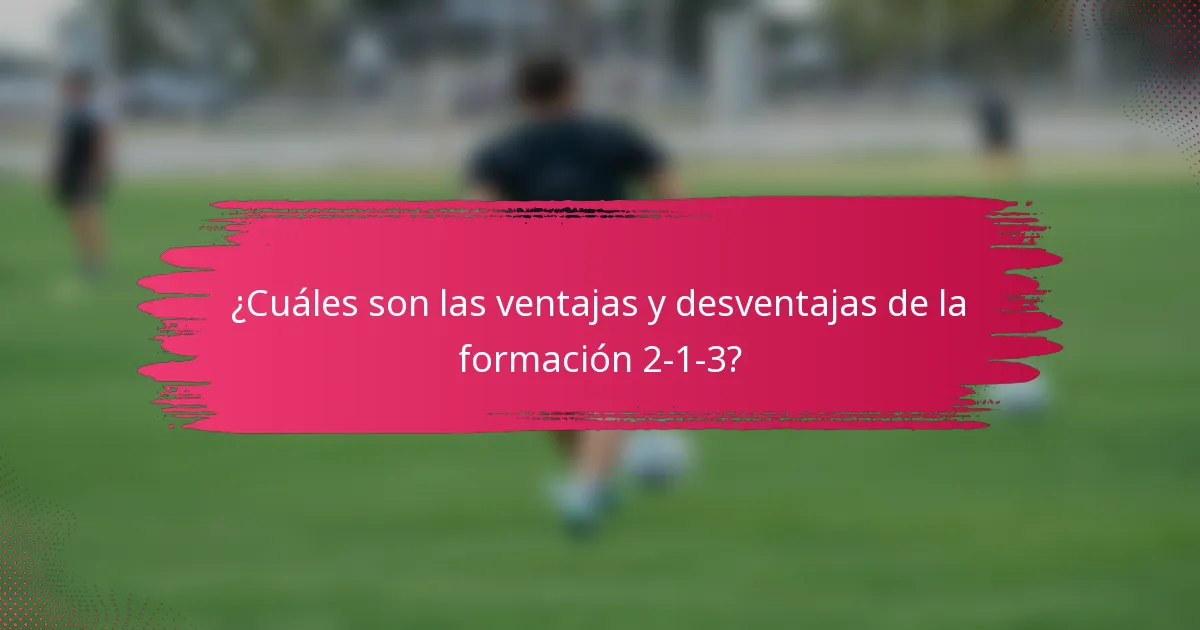 ¿Cuáles son las ventajas y desventajas de la formación 2-1-3?